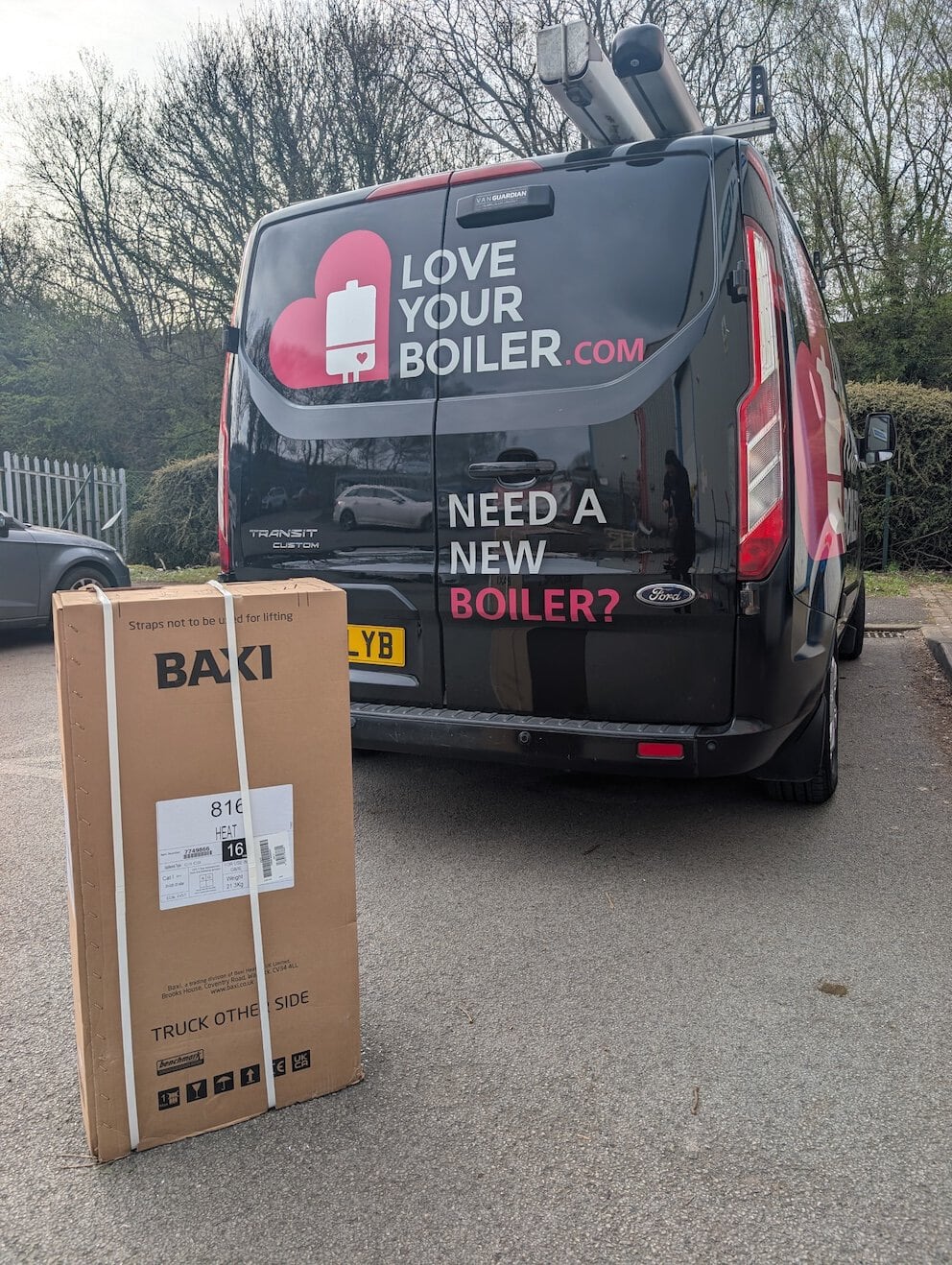 Love Your Boiler van with a new boiler ready for installation in Sheffield