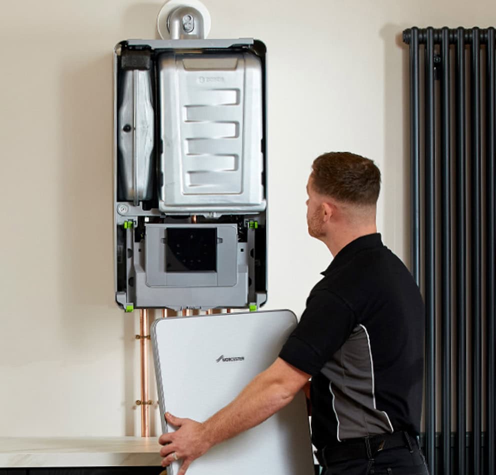Boiler controls and pressure gauge on a Baxi boiler